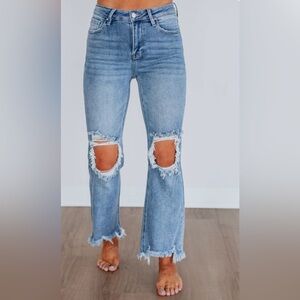 Risen Rudy High Rise Frayed Hem Distressed Women's Jeans